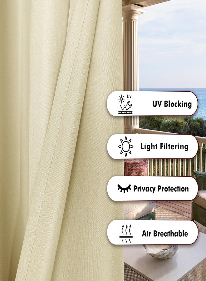 BONZER ستائر خارجية من بونزر للفناء، مقاومة للماء، سميكة، توفر الخصوصية، مزودة بحلقات معدنية لتصفية الضوء، مناسبة للشرفات والبرجولات والباحات، لوحة واحدة، 84 بوصة عرض × 108 بوصة طول، لون كريمي - Image 4